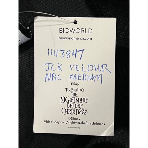 Disney Tim Burtons Nightmare Before Christmas Black Velour Jacket Medium M New - Picture 8 of 9